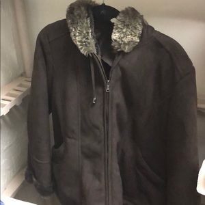 Faux fur lined winter coat
